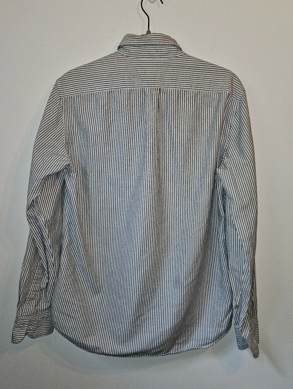 J.Crew Striped Cotton Button Up White and Gray Slim Fit Medium